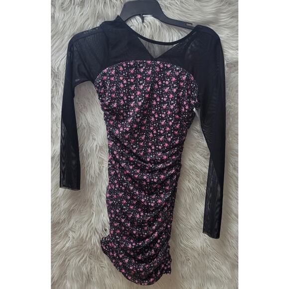 With Jules Big Girls Long-Sleeve Printed Mesh Combo Dress L - Picture 5 of 5